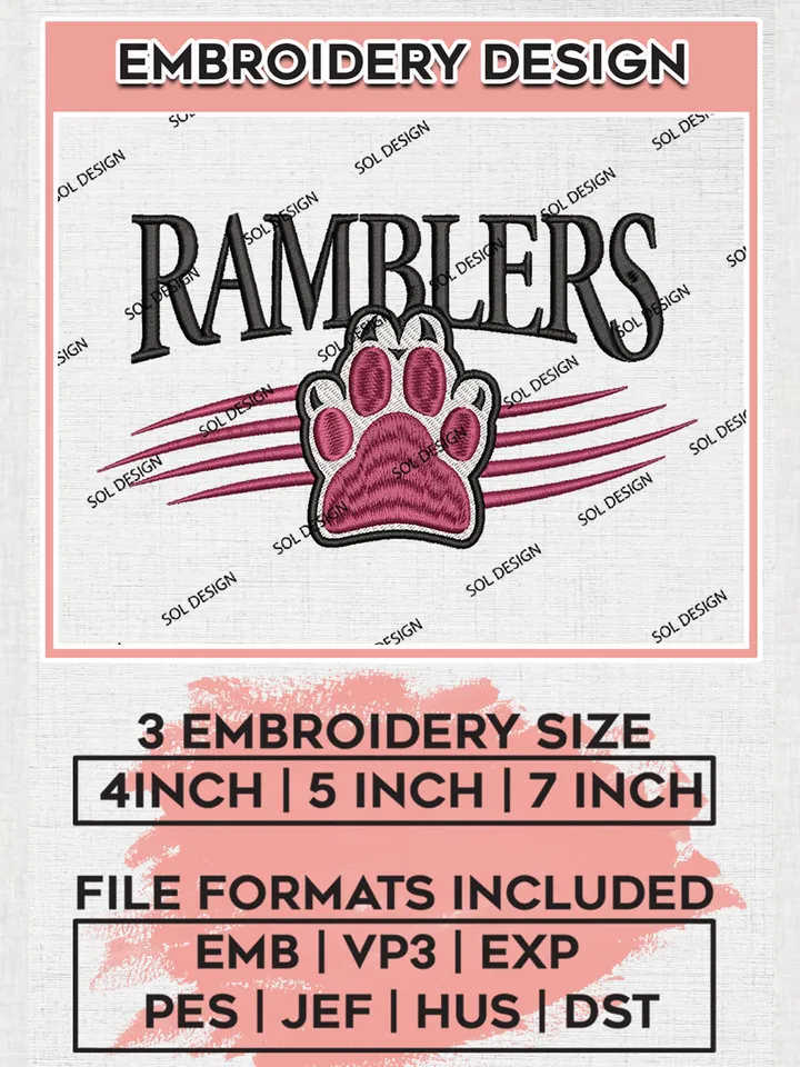 Loyola Chicago Ramblers Football Team Footprint Logo Embroidery Design Files, NCAA Loyola Chicago Ramblers Machine Embroidery, NCAA Teams, 3 sizes, NCAA Machine embroidery designs, Digital Download