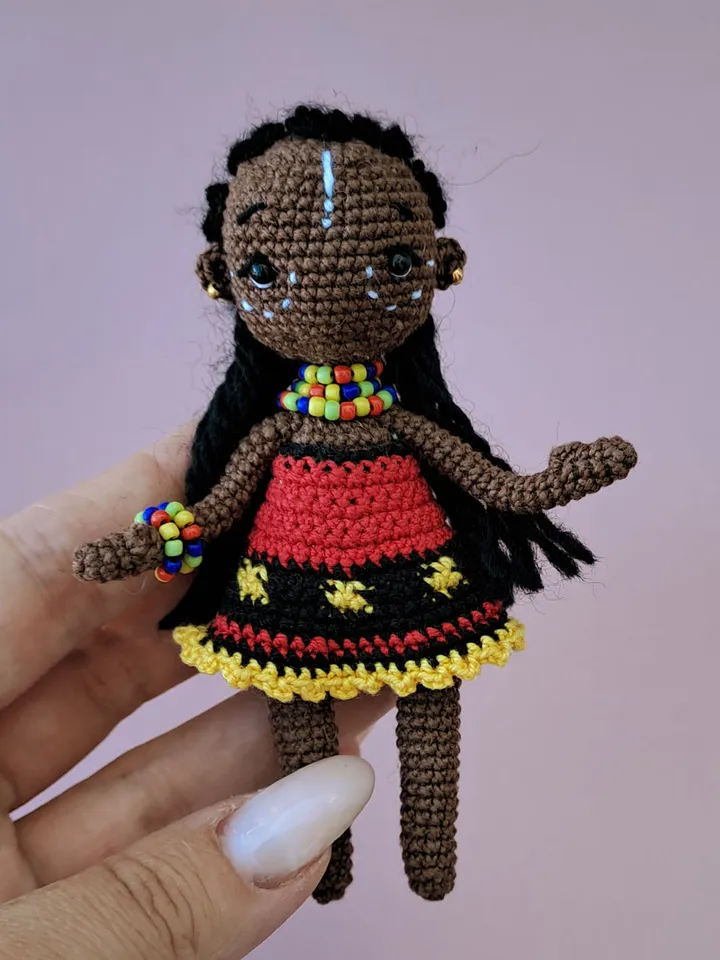 Pattern african baby doll, crochet african doll, pattern little african doll, crochet black doll