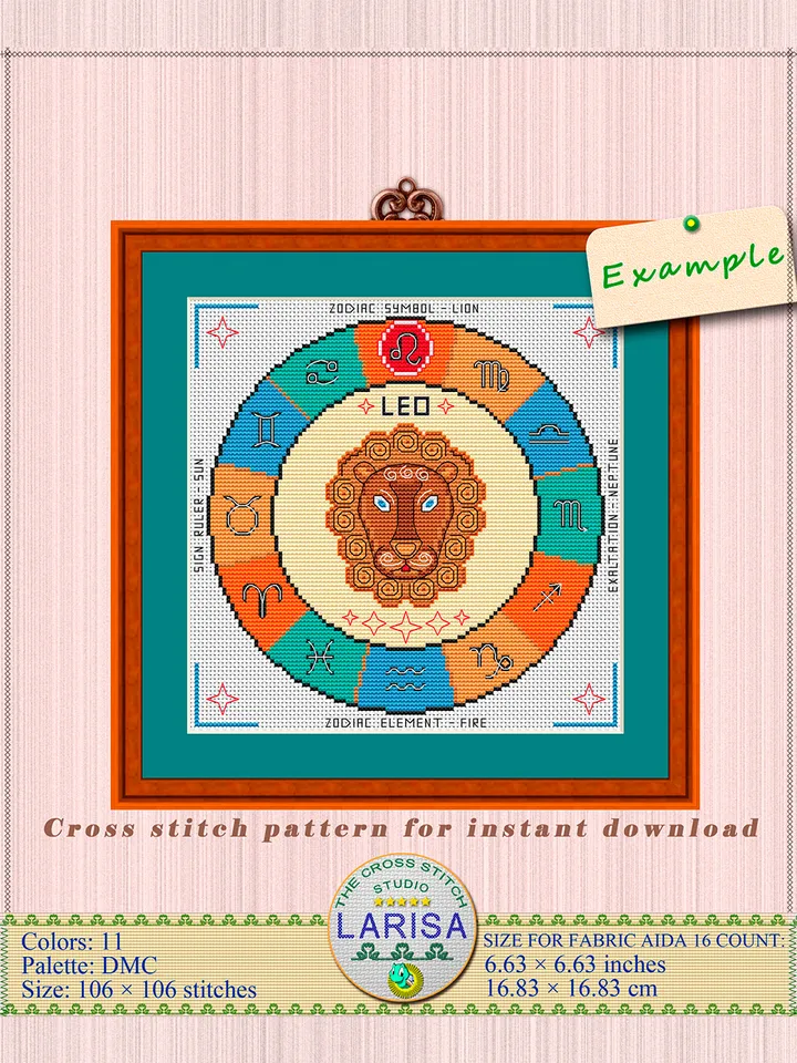 Leo Cross Stitch Pattern | Leo Zodiac Sign