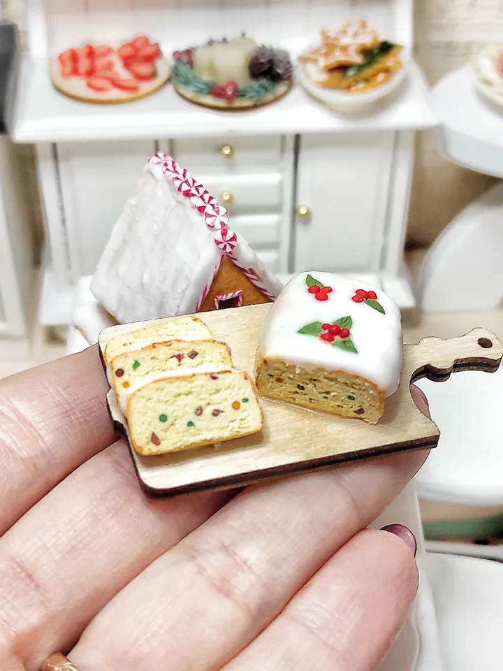 Christmas cupcake with candied fruits for dolls and dollhouses - Christmas dessert for dolls - food for dolls