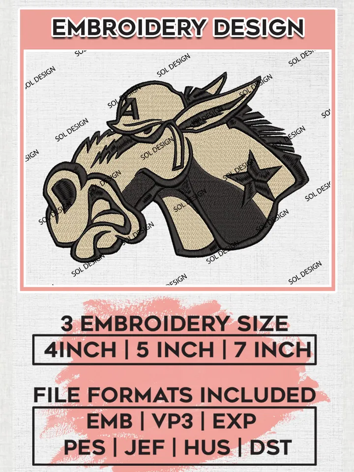 Army Black Knights Football Team Head Mascot Logo Embroidery Design Files, NCAA Army Black Knights Machine Embroidery, NCAA Teams, 3 sizes, NCAA Machine embroidery designs, Digital Download