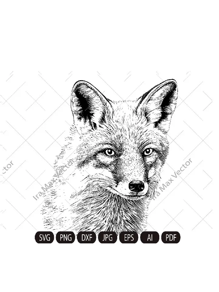 FOX Face svg , Fox Head svg , Fox svg, Fox Mascot svg , Fox Printable,Fox detailed, fox INSTANT DOWNLOAD