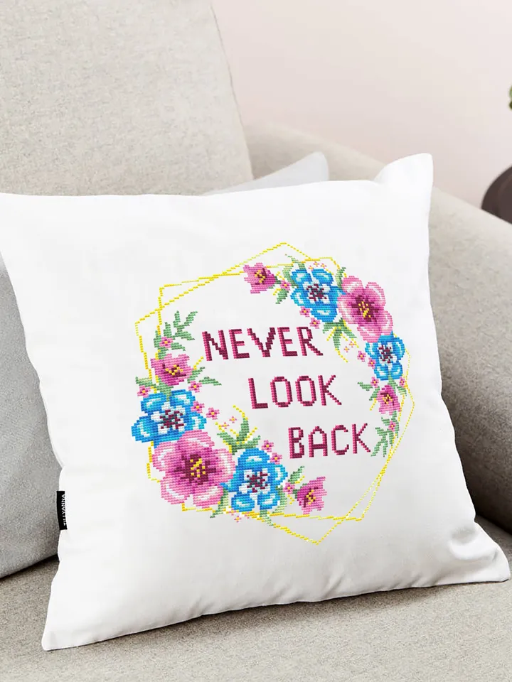 Quote Cross stitch flowers PDF pattern never look back, Cross stitch Flower, Flower wedding embroidery, xstitch chart Modern needlepoint