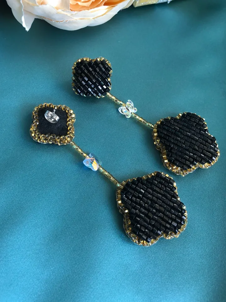 Clover Beaded Earrings Van Cleef Style