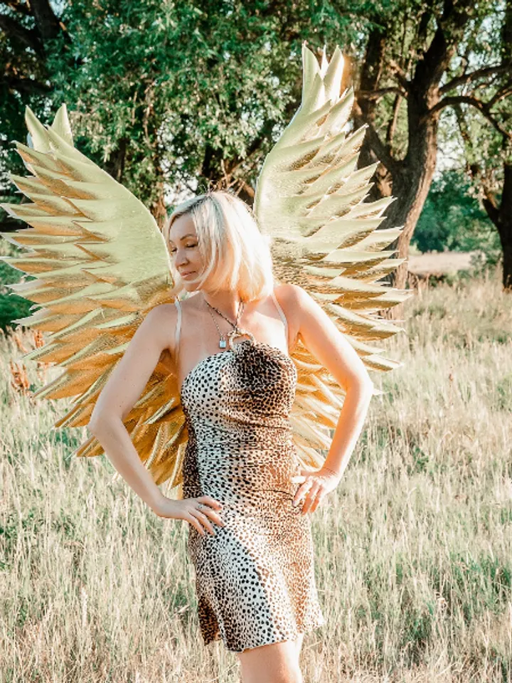 Angel Wings, Gold Angel Wings, Cosplay Wings, SparklingWings, Adult Accessory for Divine, Fairy, Goddess & Queen Costume