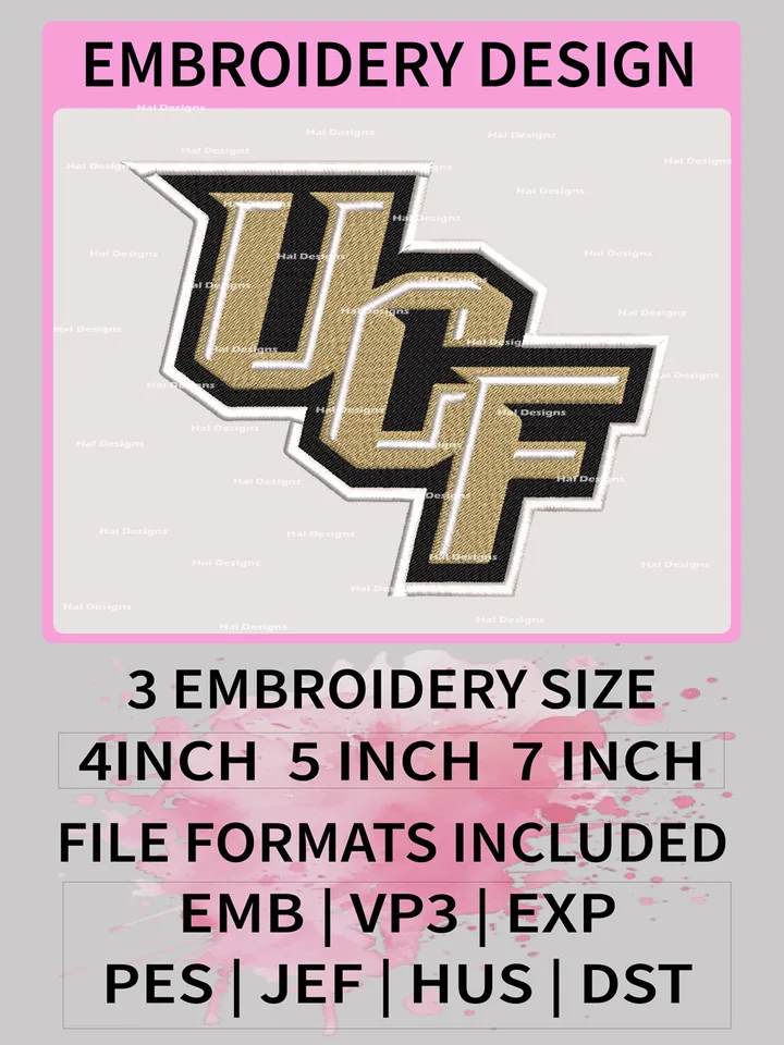 NCAA UCF Knights Embroidery File, 3 Sizes, 6 Formats, NCAA Machine Embroidery Design, NCAA Logo, NCAA Teams