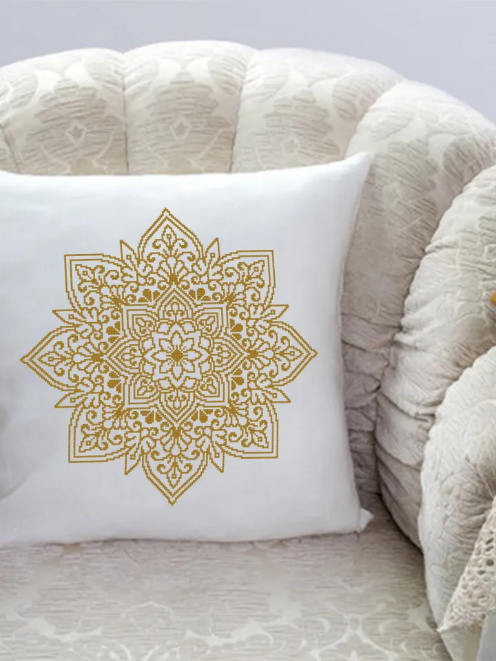 Flower mandala cross stitch pattern download PDF Easy mandala digital PDF Monochrome cross stitch Modern beginner stitch Home decor #M178