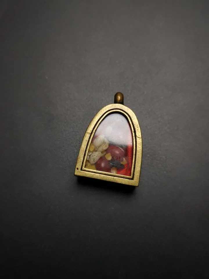 Gandhanra Antique Handmade Gau Ghau Shrine, Mini Tibetan Buddhist Altar Amulet Pendant,Made of Red Brass