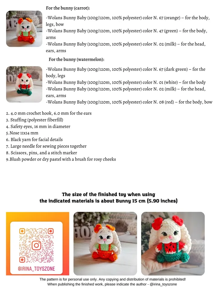 Crochet bunny pattern Crochet rabbit plush pattern Stuffed bunny plush amigurumi pattern Plush Easter bunny