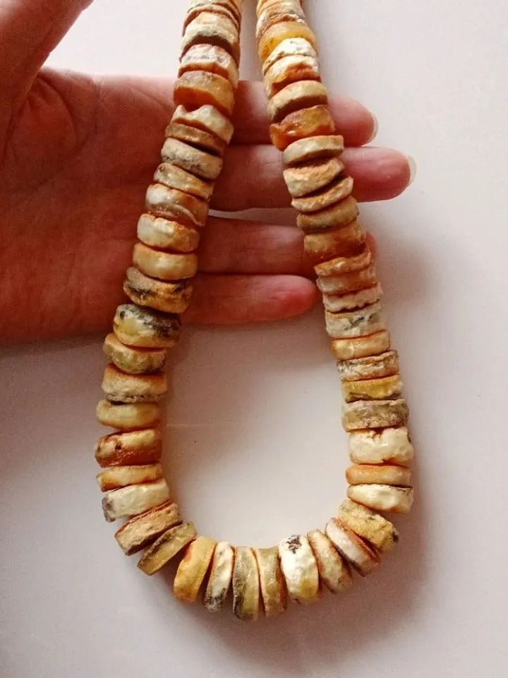 Raw Amber Jewelry for Women Big Boho Beads Necklace Natural Baltic amber rare white milky and yellow Statement Healing Gemstone Jewelry