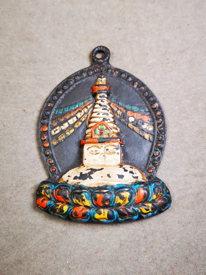 Gandhanra Antique Tibetan Buddhist Statue,Stupa Badge,Pagoda Amulet,Buddhist Tower,Made of Thokcha