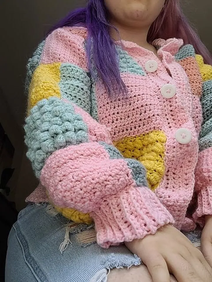 Patchwork cardigan crochet pattern, patchwork sweater crochet pattern, oversized cardigan pdf beginner pattern