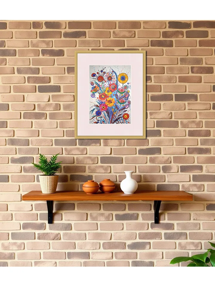 Kandinsky Flowers Style Abstract Original Art Floral Artwork Kandinsky Painting 16.5 by 11.5 Above Sofa Art by TatianaArtShop