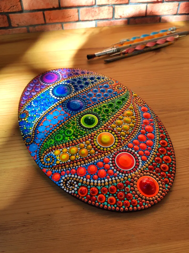 Chakras Dot Art Painting Acrylic on a Wood Panel