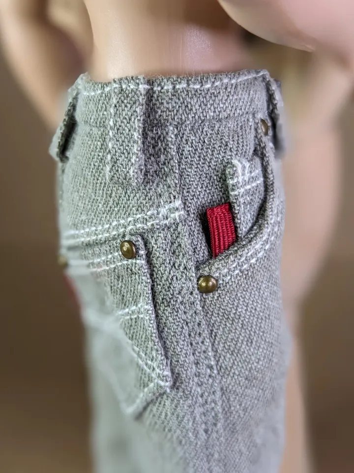 Realistic handmade khaki classic jeans for 13 inch fashion male doll (FR Homme, Poppy Parker)