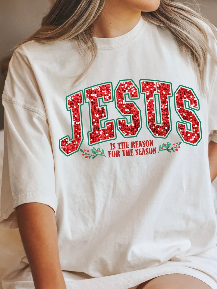 Faux Sequin PNG, Jesus The Reason For The Season, Faith Christmas Png, Png,Retro Christmas svg,Png, Faith png, Digital Download, Sublimation