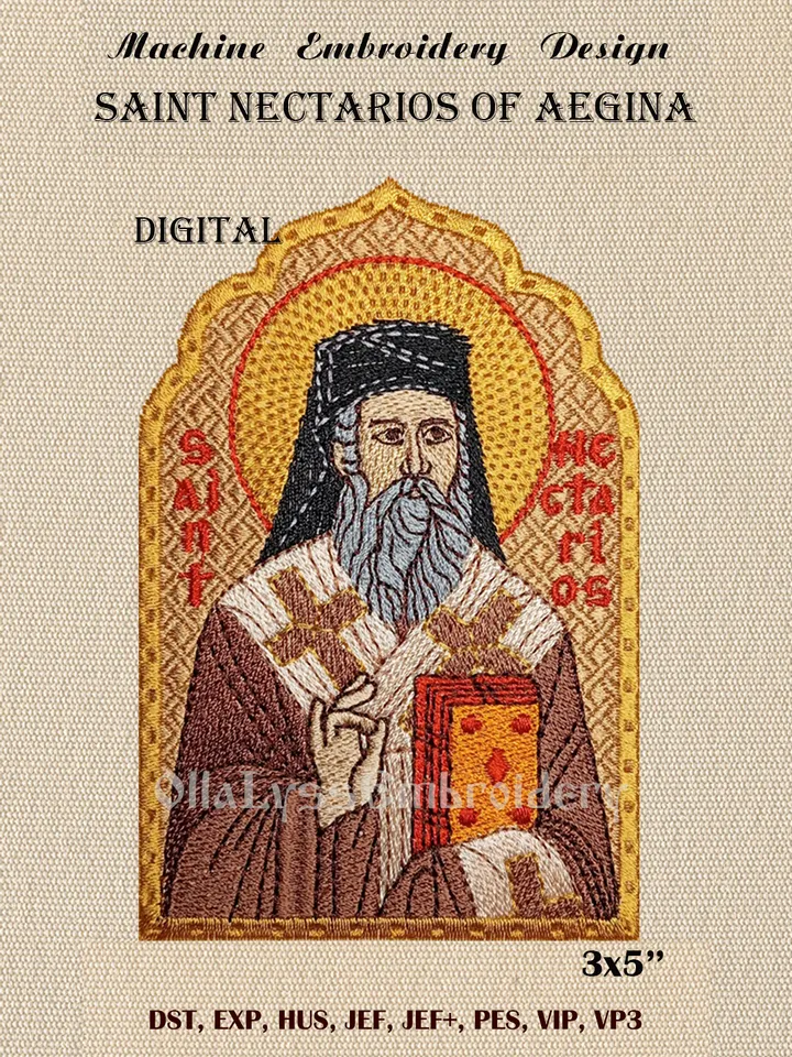 Saint Nectarios 3x5" embroidery design