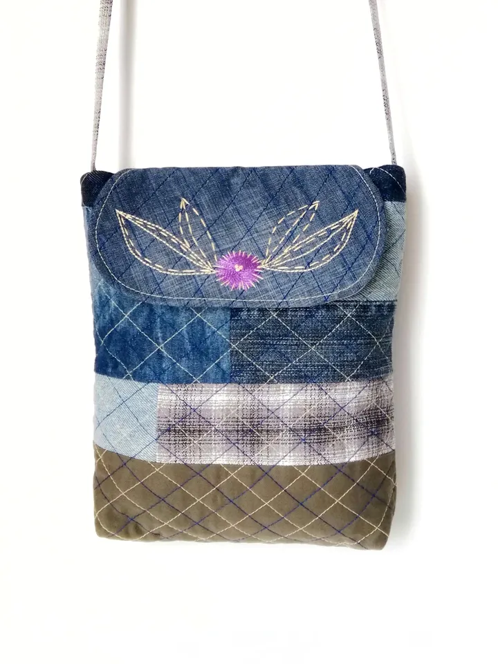 Handmade Denim Shoulder Hand Embroidered Bags for Women - Patchwork Crossbody Handbags: Unique Fabric Purses Handcrafted. FREE SHIPPING!