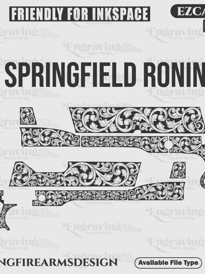 SpringField1911 Ronin Scroll Design Svg,lasercut,laserengraving,fiberlaser,engravingfiles,laserpattern,engravingdesign,engravingpattern