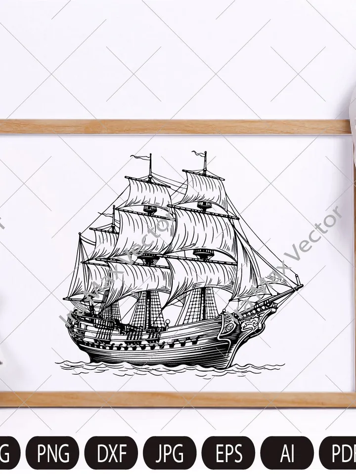 Pirate Ship Svg, Ship Svg, Sail boat Svg, Pirate Ship Clipart, Pirate Ship Cricut, Sea Ship Svg, Pirate Ship Shirt, Pirate Png