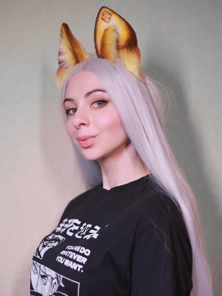 Geo Genshin Impact faux fur cat ears on headband