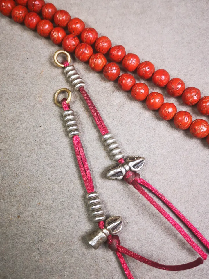 Gandhanra Handmade Tibetan Buddhist Mala Counters,Prayer Bead Counters,with Dorje and Vajra,Made of White Copper