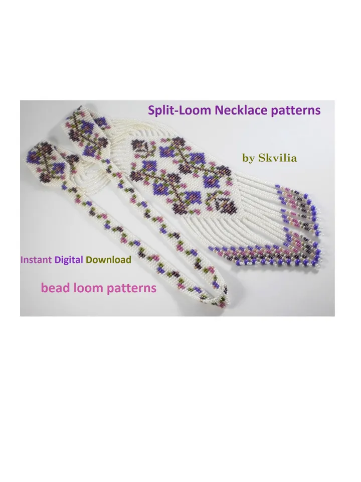 Bead loom patterns, schemes for a Split-Loom Necklace, Beading Loom Stitch, Square Stitch, Gerdan, Instant Digital Download, PDF
