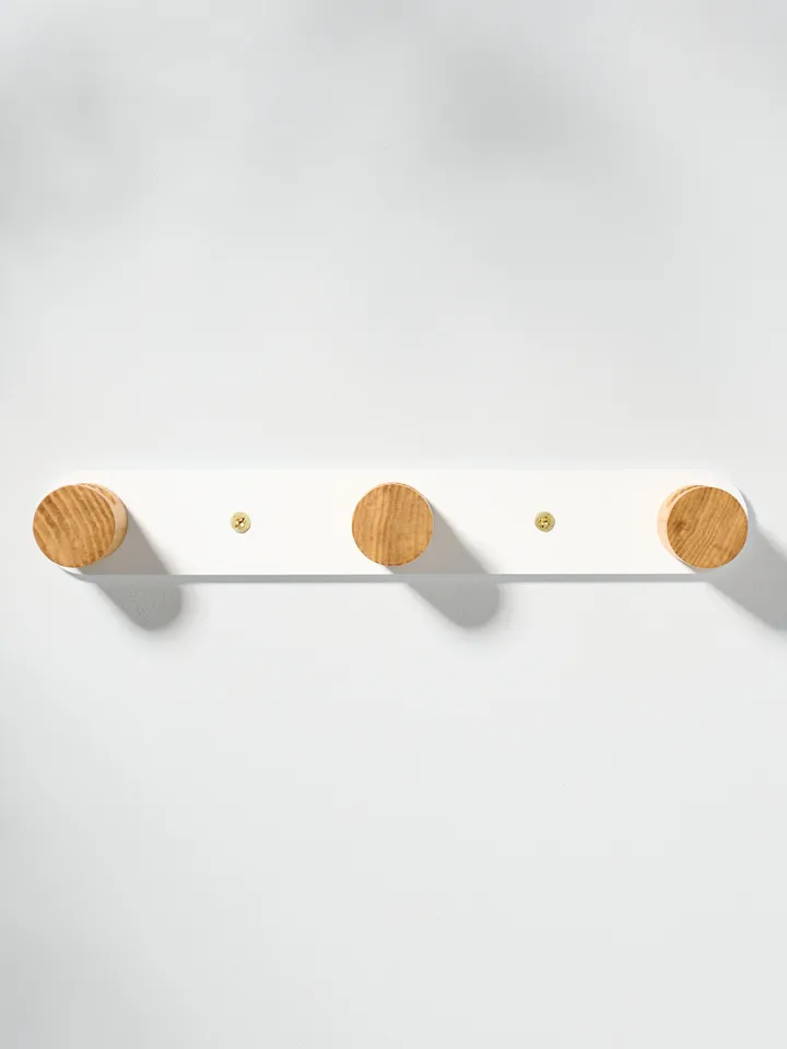 White + Ash Minimalist Metal and Wood Wall Mounted Coat hook
