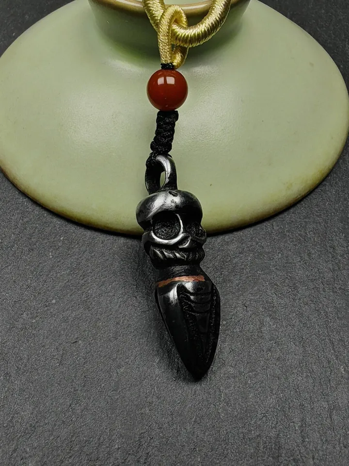Gandhanra Handmade Skull Phurba Amulet,Kila - Dorje Phurba,Tibetan Budhist Ritual Implement Pendant,Made of Cold Iron,1.4"