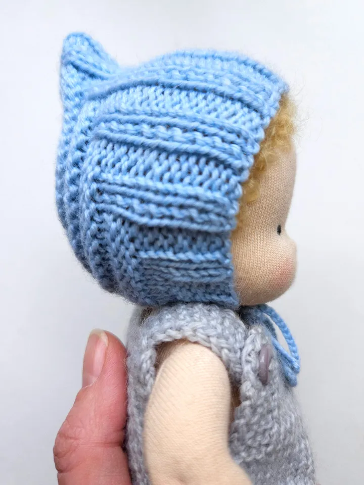 DIY Cardigan, Booties & Hat for a 7 inch (18 cm) Waldorf doll. Bundle of 3 PDF knitting and crochet patterns and tutorials.