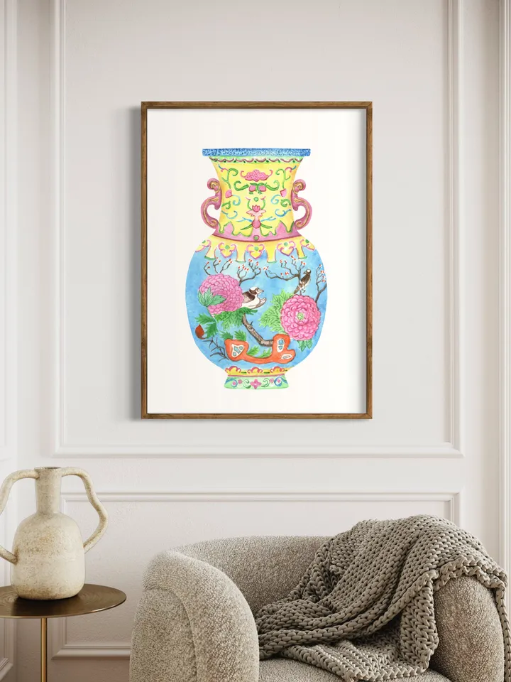 Chinoiserie Ginger Jar Vase Watercolor Painting Art Print Asian Wall Art Chinoiserie Chic Gift For Her Living Room Print Chinoiserie Art