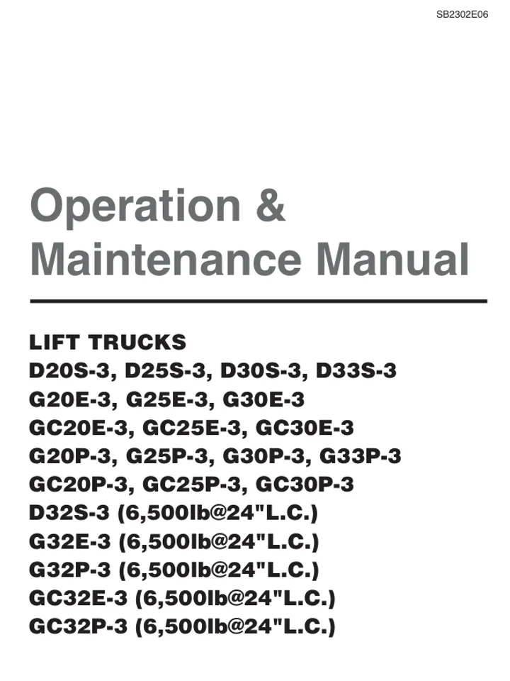 DAEWOO DOOSAN G25E-3 FORKLIFT OPERATOR MANUAL