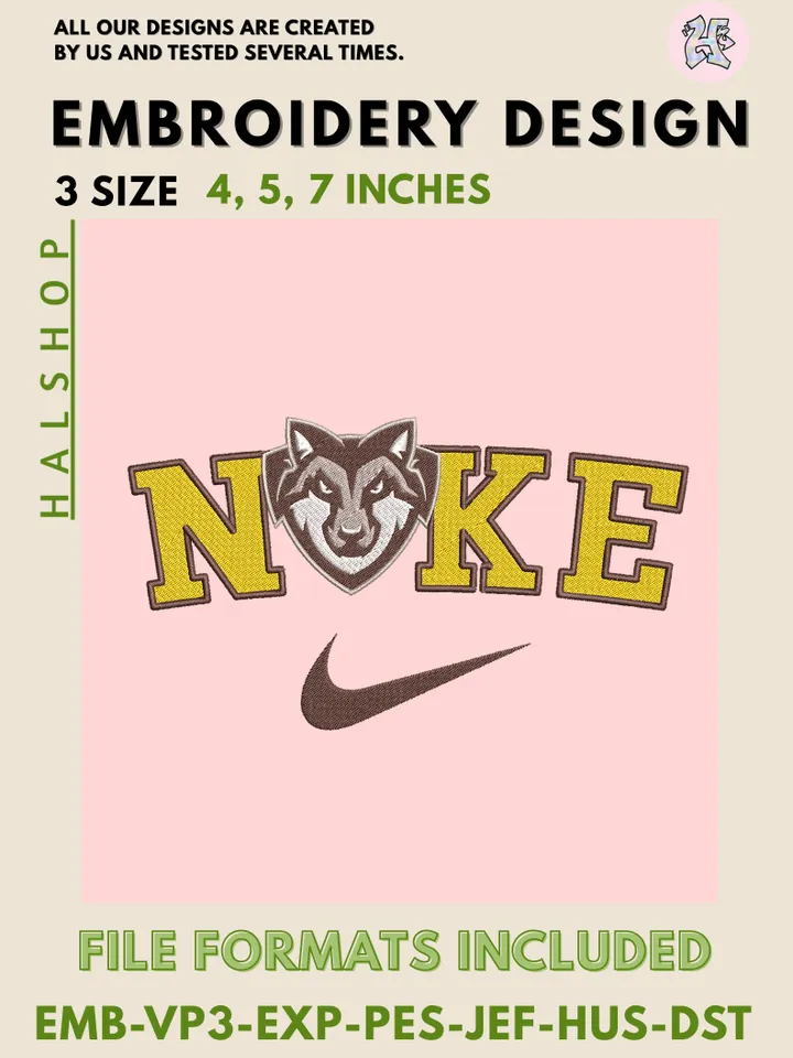 NCAA St. Bonaventure Bonnies Nike Logo Embroidery Designs | Machine Embroidery Files | 3 Sizes, 6 Formats | NCAA College Team Design