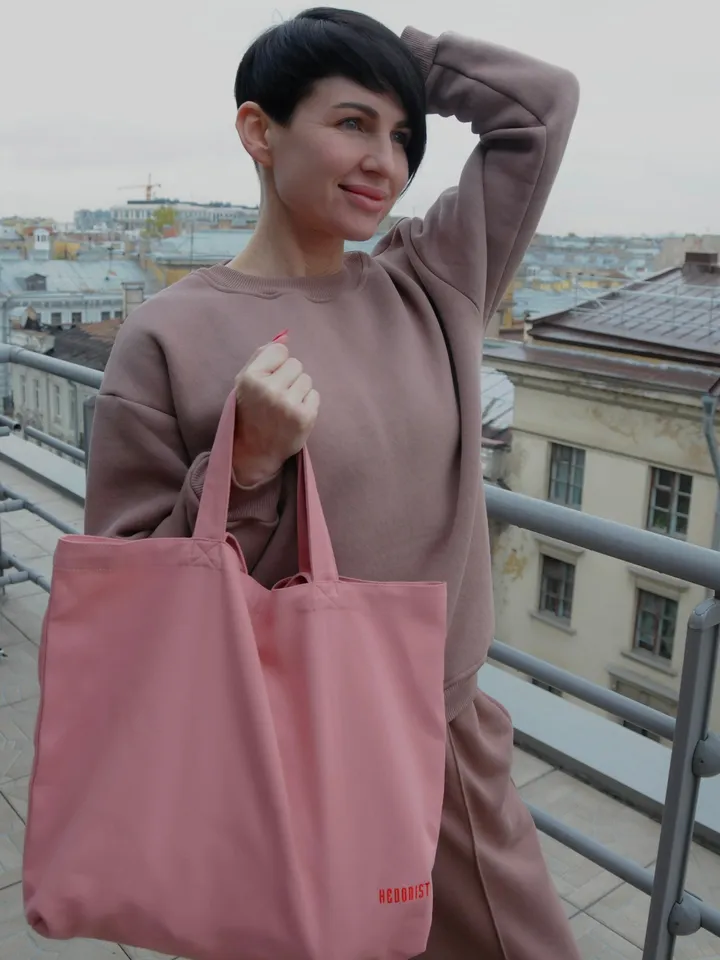 Cotton shopper embroidered bag with double strap /Summer Purse | Soft Sport Casual Everyday Bag | Pink Hedonist Purse | Designer bag
