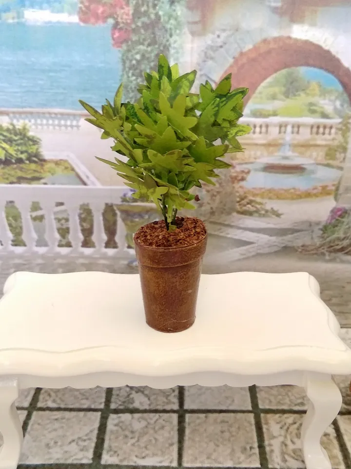 Bush of a plant in a pot for a dollhouse.1:12 scale.