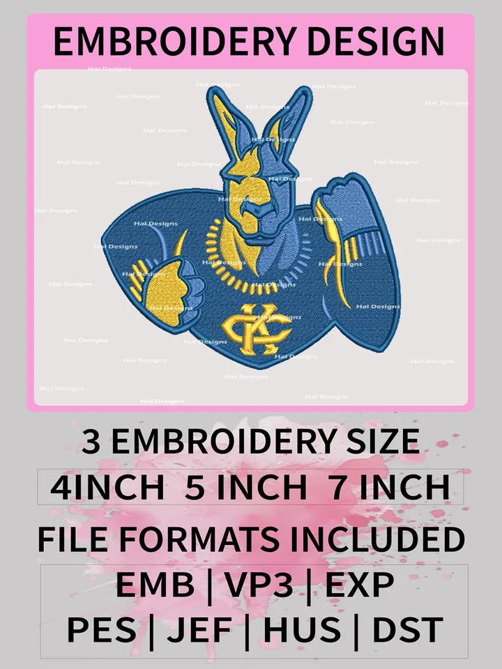 NCAA Kansas City Roos Embroidery File, 3 Sizes, 6 Formats, NCAA Machine Embroidery Design, NCAA Logo, NCAA Teams