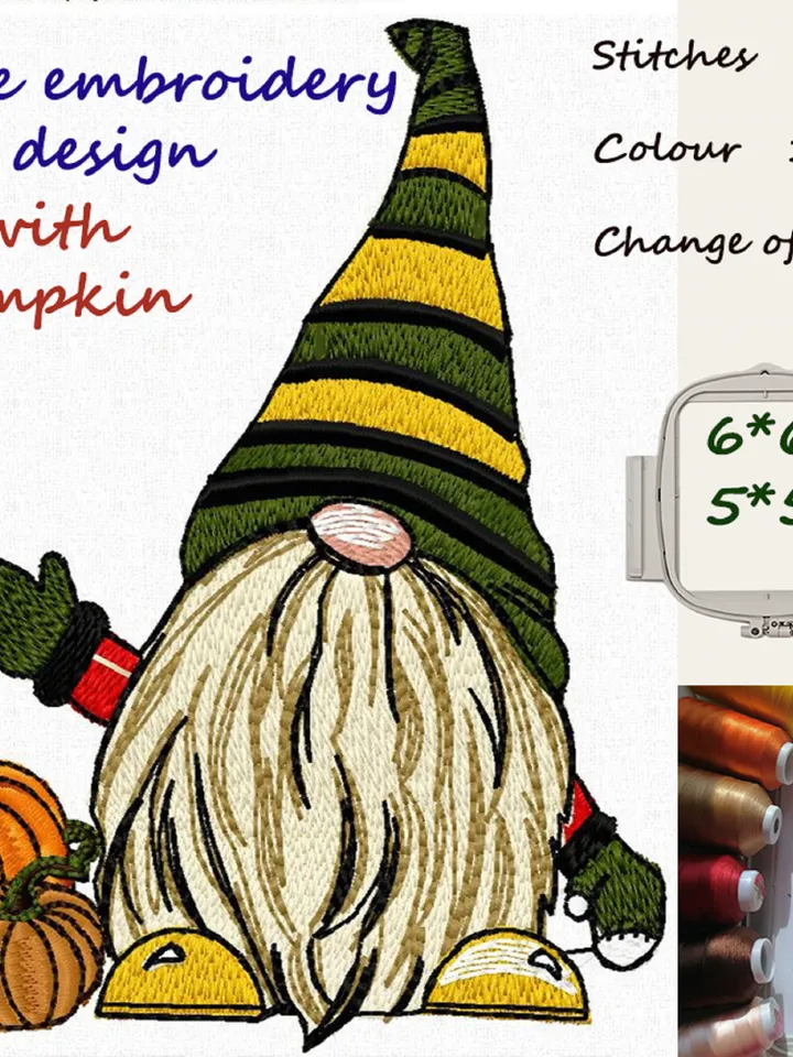 Troll with pumpkin 2 Sizes Embroidery Design
