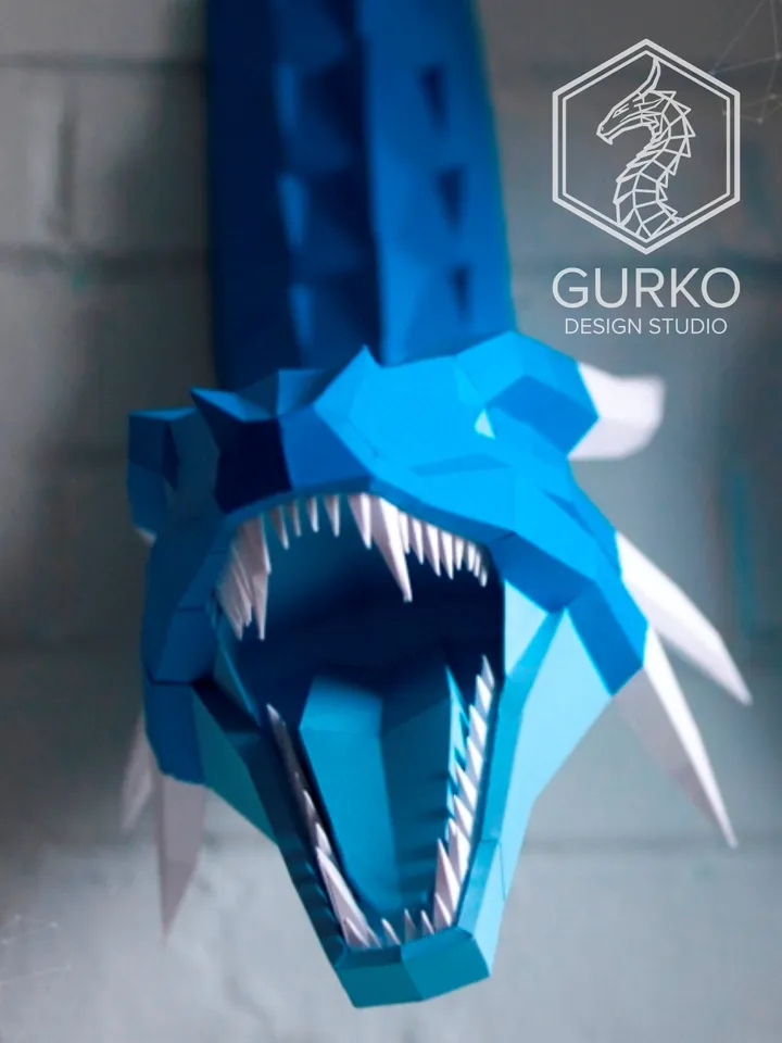 Ice Dragon Papercraft, Digital Template, PDF Download, Gurko, 3D Low Poly, Pepakura, DIY Origami Sculpture, Paper Decor, DIY Gift