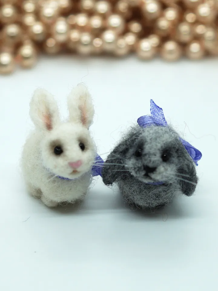 Carrot the rabbit, miniature needle felted animal, gift for her, tiny rabbit, made to order