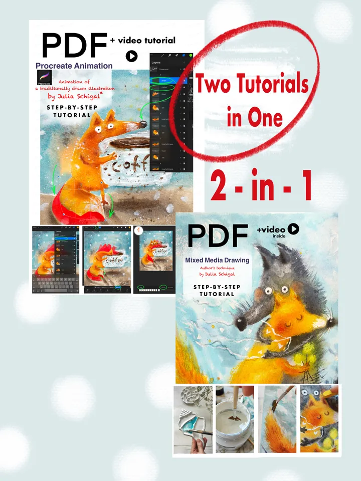 2-in-1 Tutorials: Animation + Artwork in Mixed Media by Julia Schigal