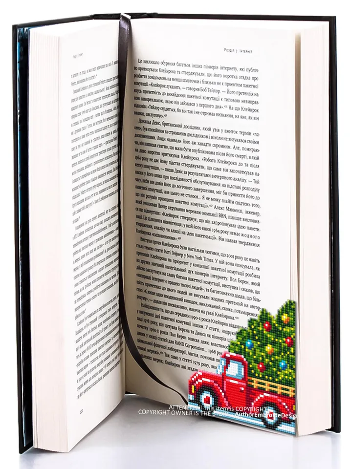 Christmas corner bookmark cross stitch pattern PDF download Red truck christmas cross stitch, Christmas bookmark pattern digital PDF #N387