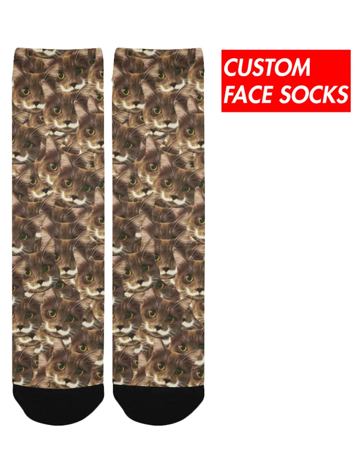 Custom Dog Cat Socks, Pet Face on Personalized Socks