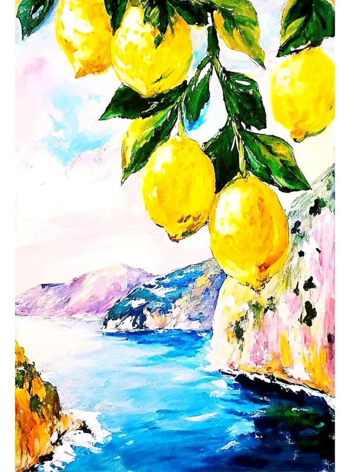 Italy Oil Painting Italian Landscape Lemon Tree Painting Original Art Impasto Oil Painting Art Unique Original Oil Painting Modern Art 7x5