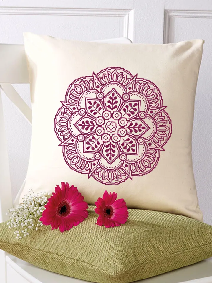 Flower mandala cross stitch pattern PDF download Mandala ornament cross stitch chart Monochrome mandala pattern digital PDF Home decor #M282