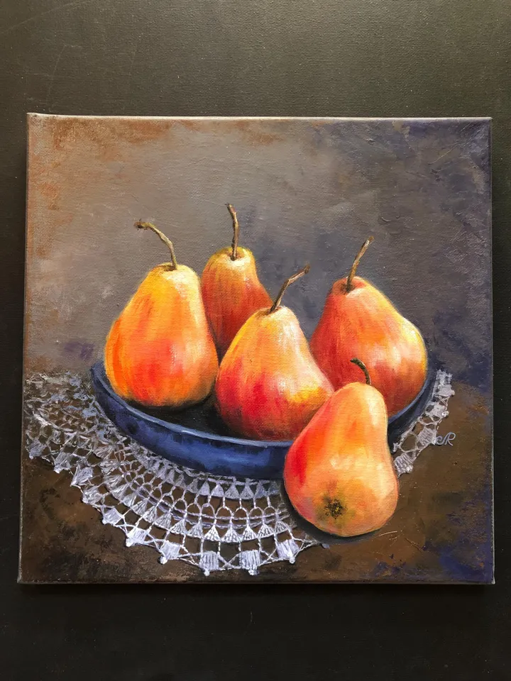 Fruits Original Painting Oil Kitchen Still life Pears Painting