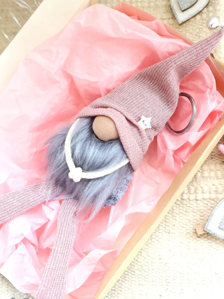 Pink and grey Gnome charm
