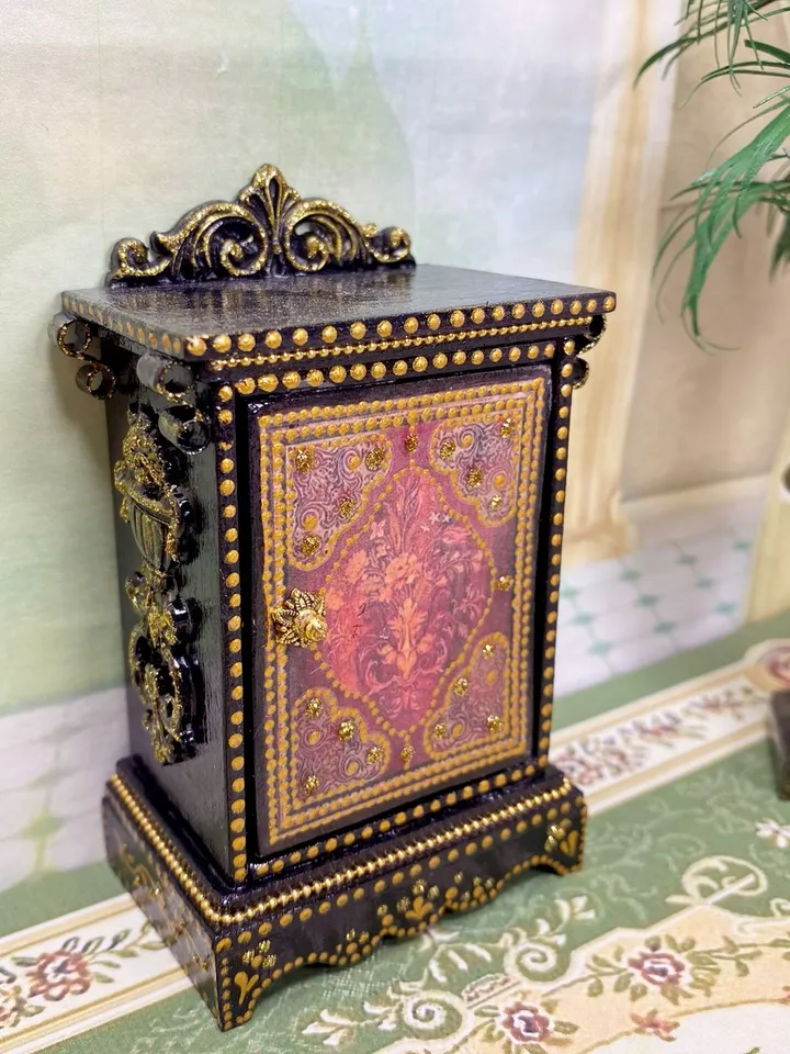 Vintage nightstand. 1:12. Furniture for dolls. dollhouse miniature. Handmade.