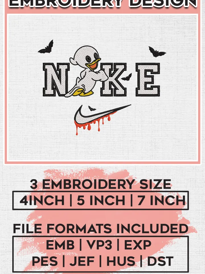 Ni.kee Louie Duck Halloween Embroidery designs, Cute Ghost Machine embroidery designs, Halloween embroidery files, Spooky Season Machine Embroidery Digitized Pes Files, Digital Download