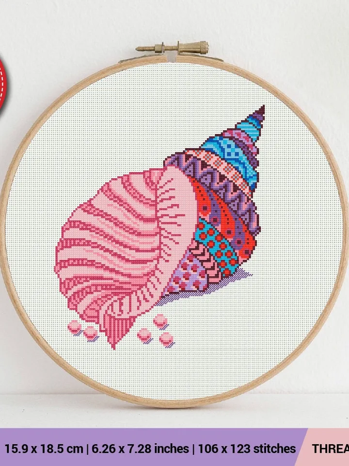 Mandala Shell Cross stitch pattern | Embroidery Pattern | Instant Download | Embroidery Designs