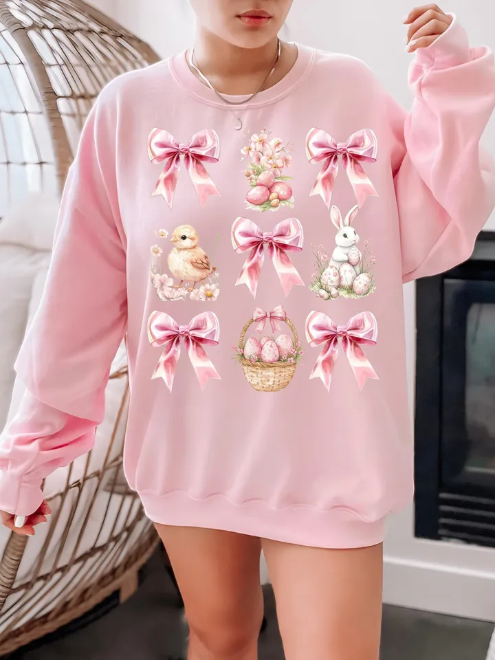 Happy Easter Coquette PNG, Retro Easter Png, Easter Bunny Png, Floral Spring Png, Pink Easter Shirt Design, Bunny Bow Png, Easter Egg Png